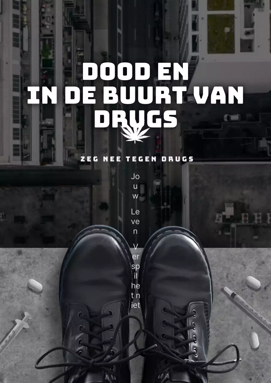 Een eenvoudige zwart-wit anti-drugscampagne