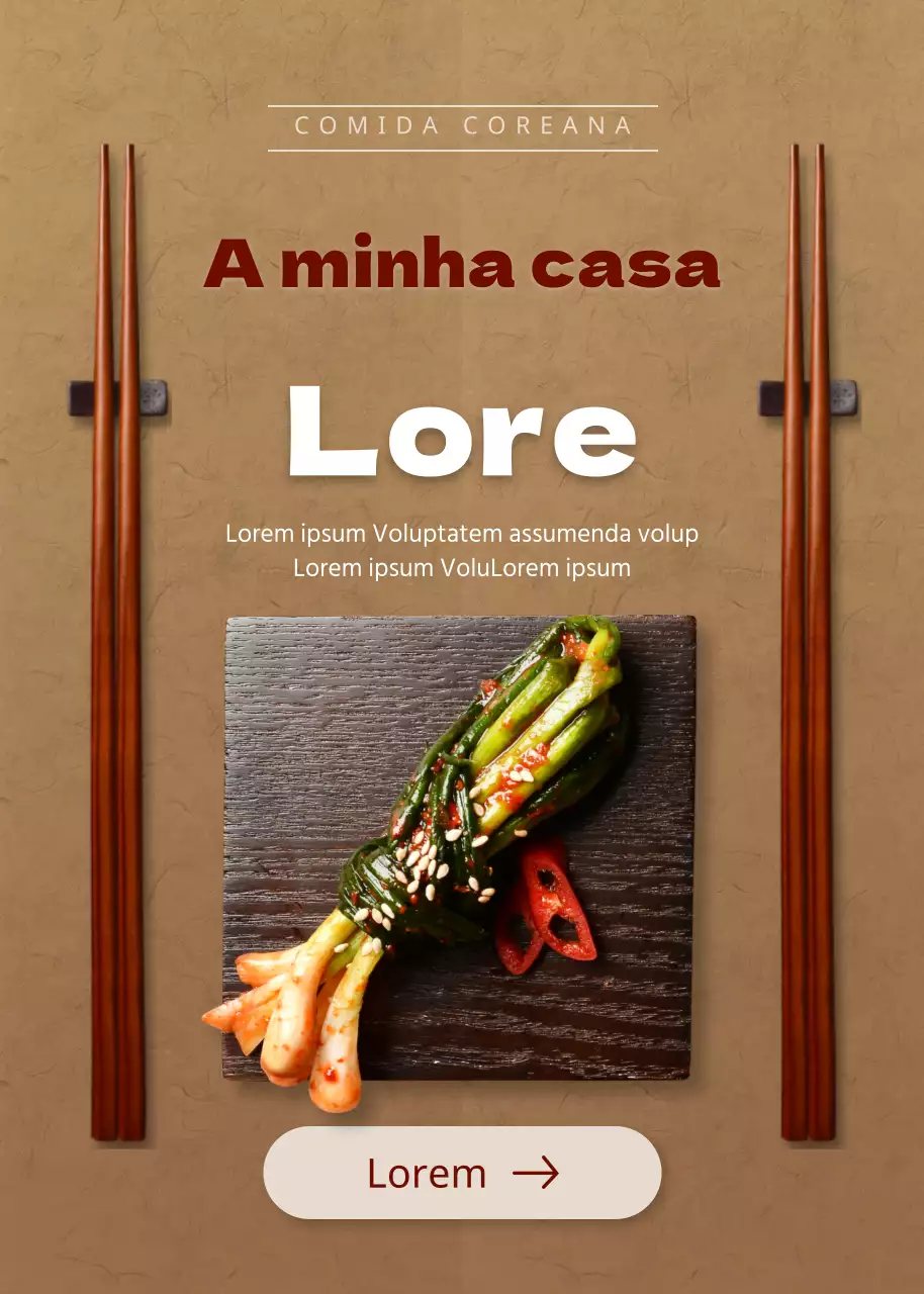 Instruções de encomenda para kimchi de cebola verde com fundo castanho