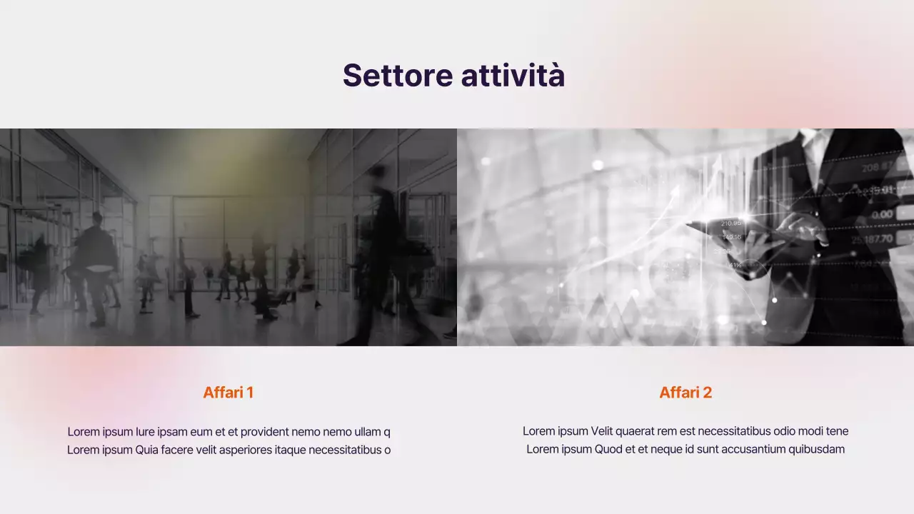 Profilo aziendale con sfumatura viola e arancione