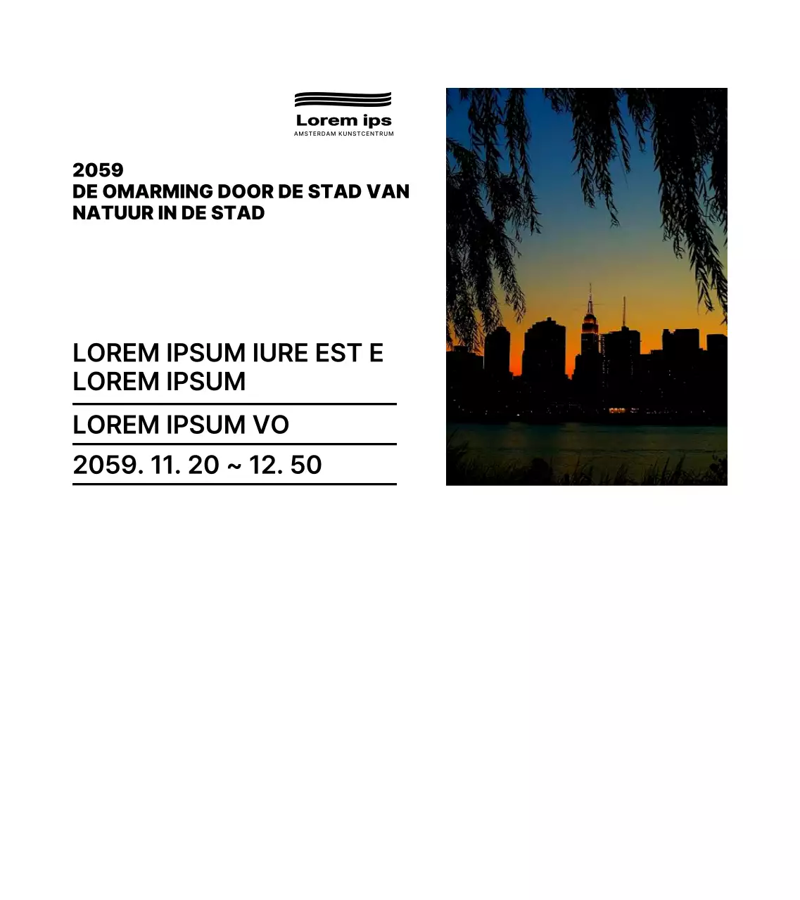 Zwart en eenvoudige tekst lay-out stijl Fototentoonstelling informatiegids