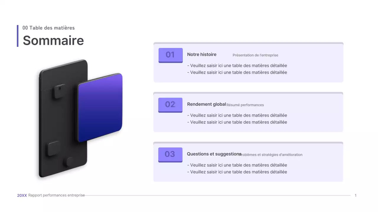 Kit de présentation d'entreprise violet, concept UI tridimensionnel