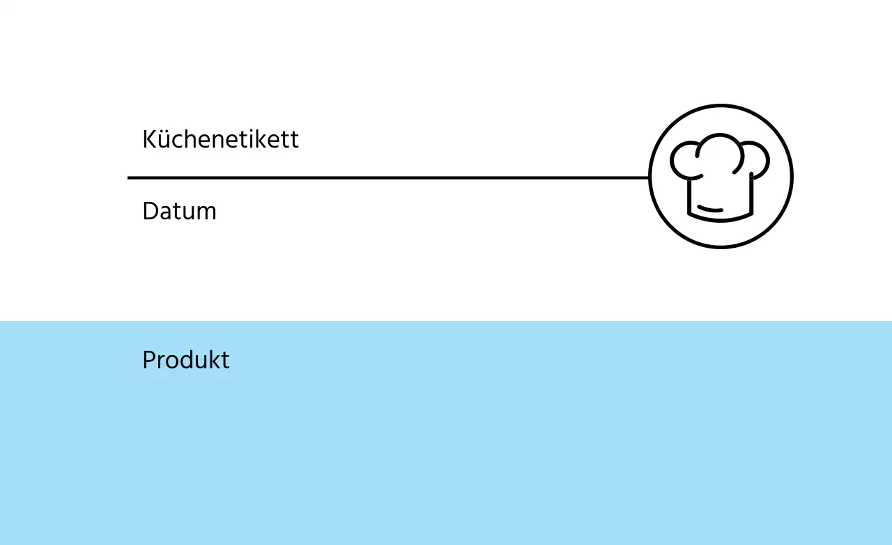 Weißes hellblaues zweifarbiges Küchenetikett