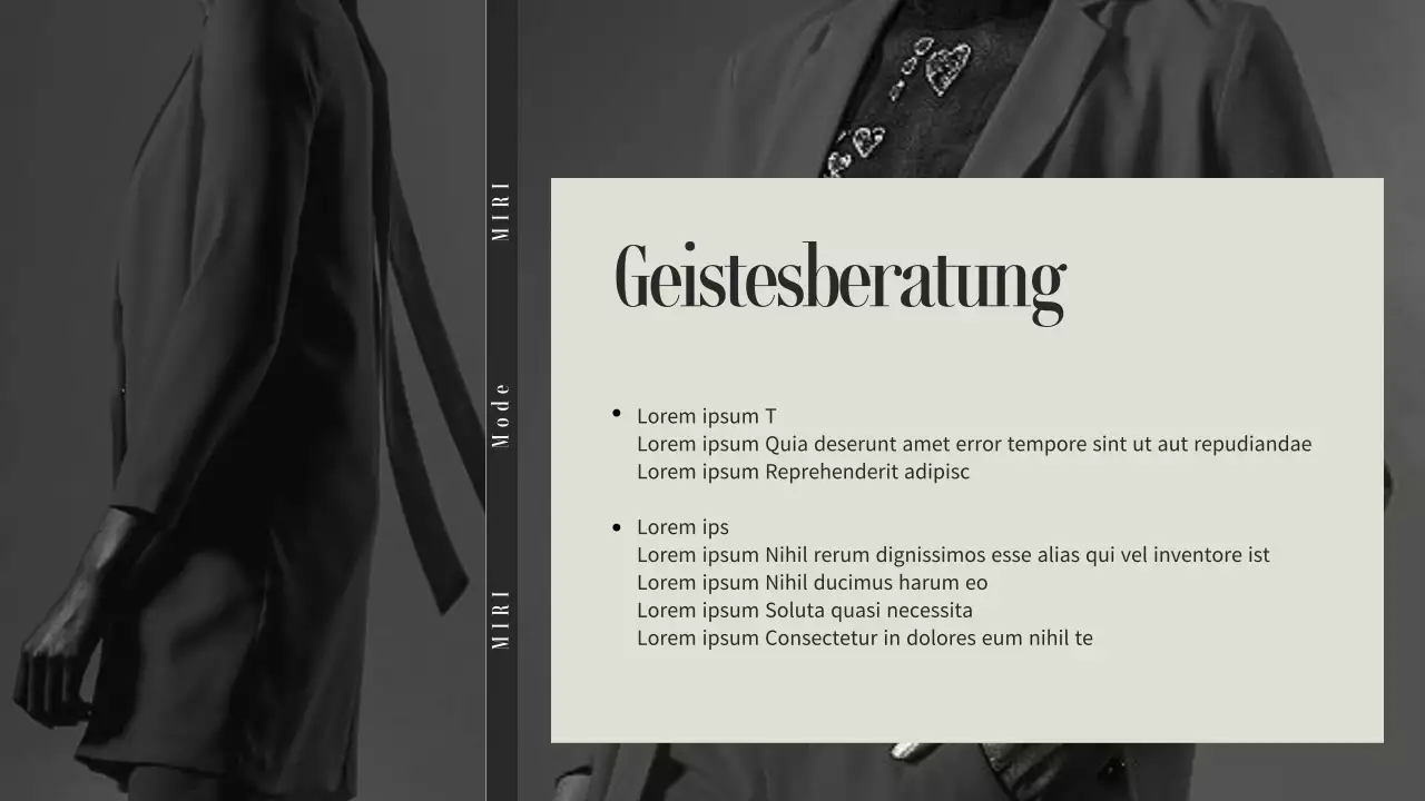 Beige und graue Modeunternehmen Beschäftigungsstrategie Mentoring Sondervortragsthema (Präsentation)