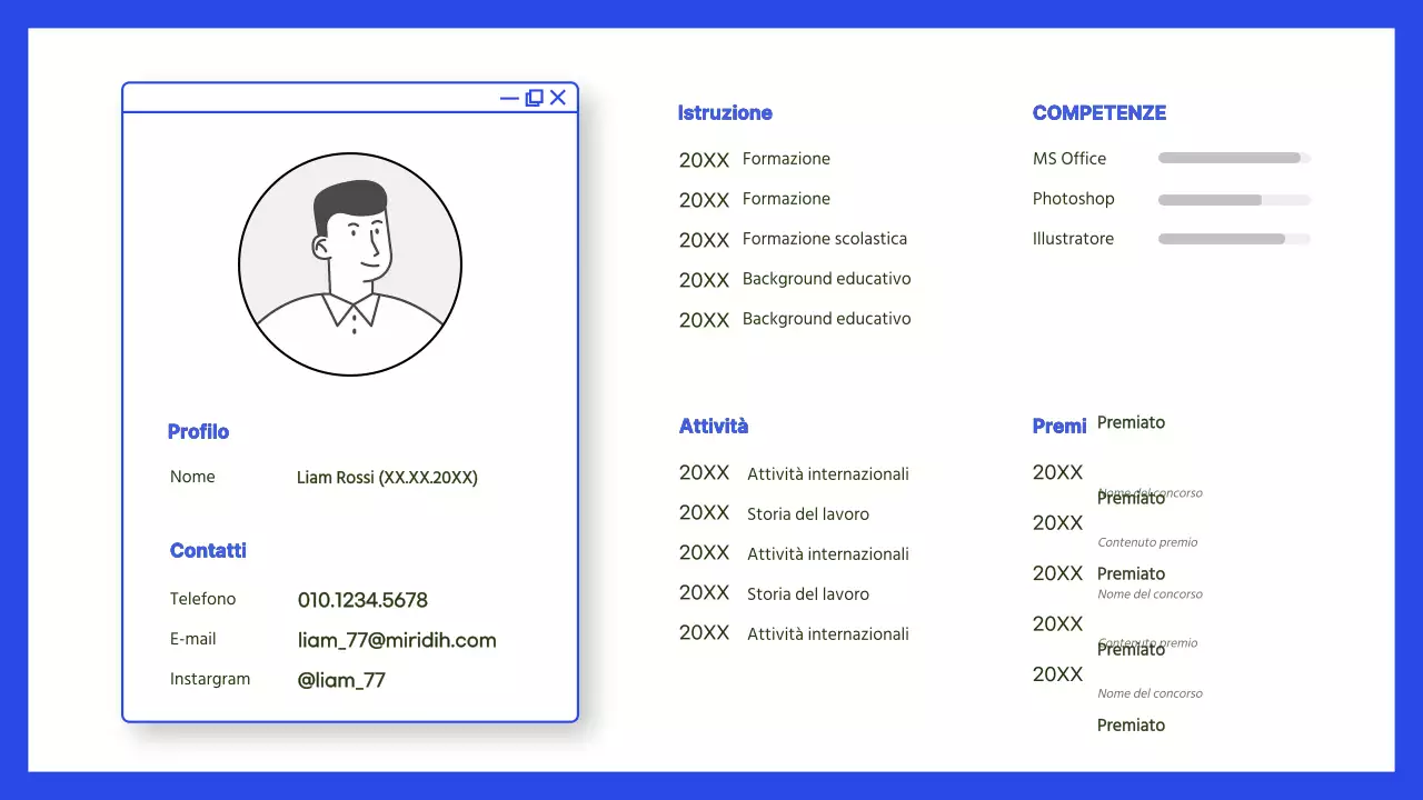 Portafoglio lavori blu e semplice