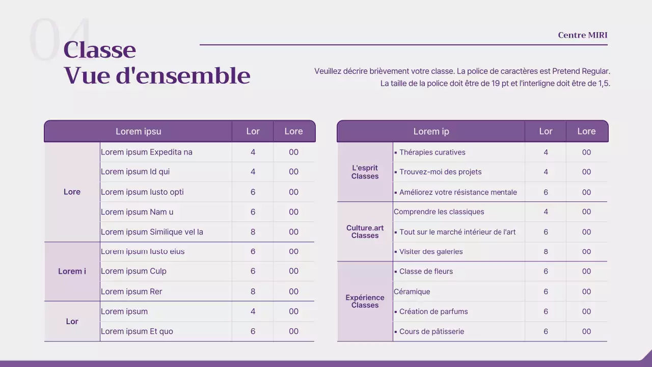 Proposition d'un atelier d'une journée en violet