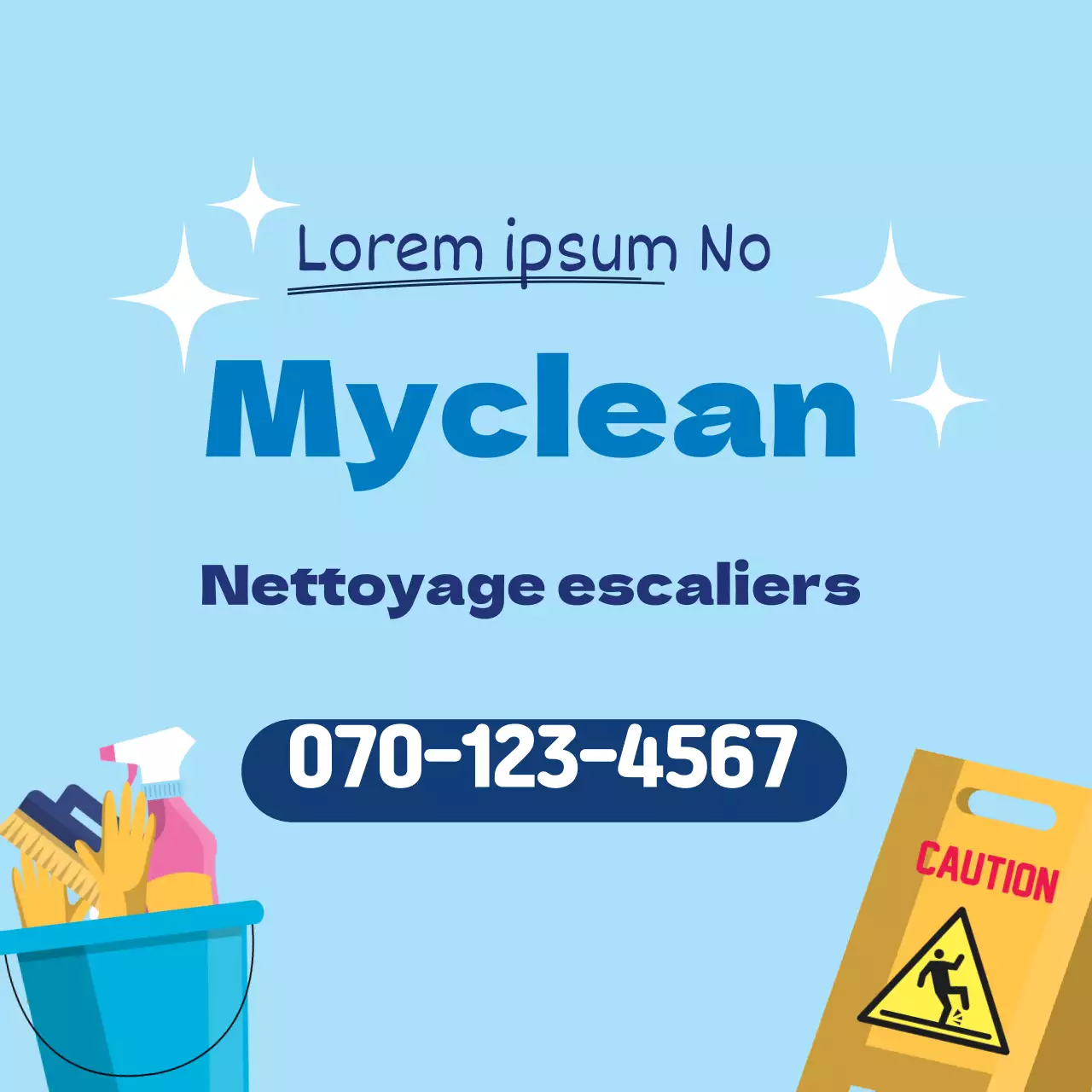 Illustration bleue faisant la promotion d'un service de nettoyage soigné