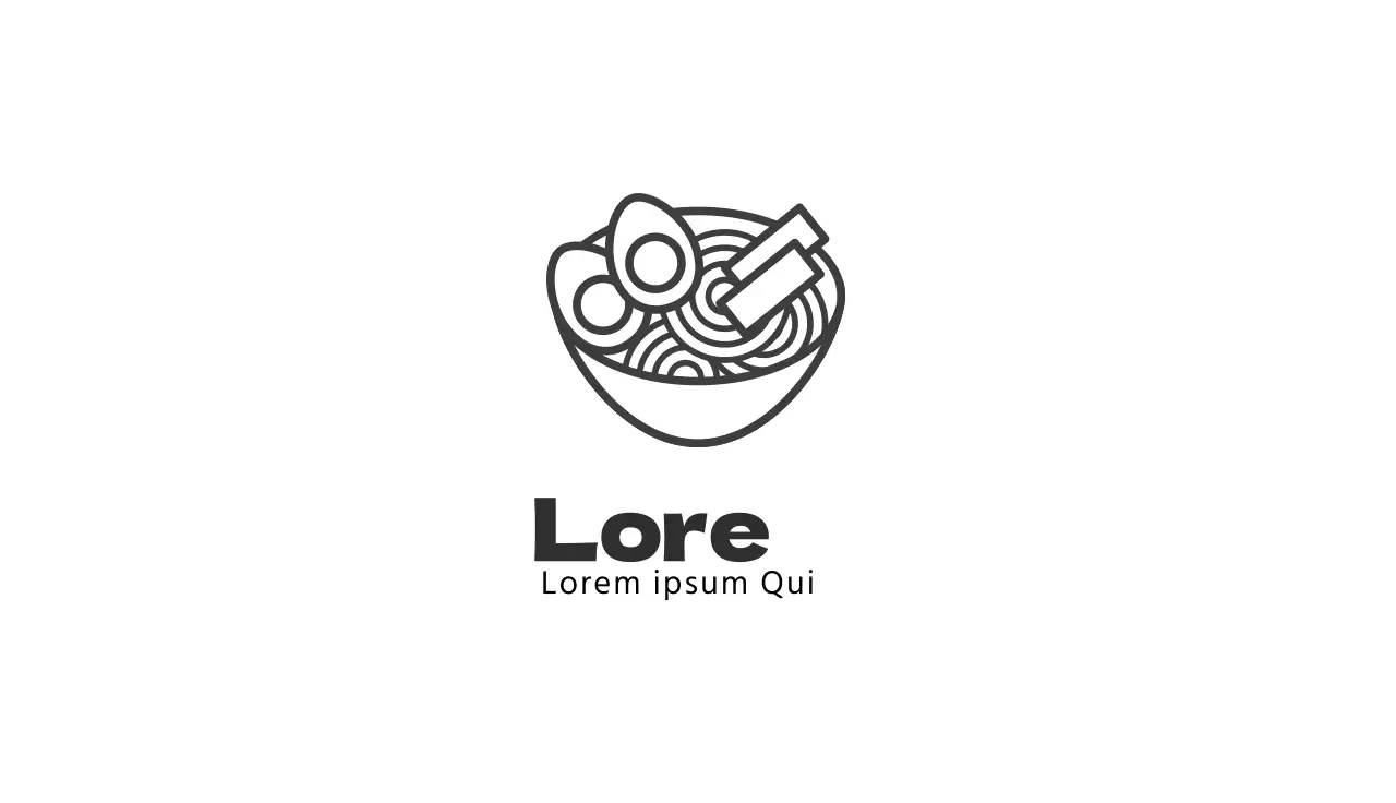 ilustração negra logótipo simples restaurante udon
