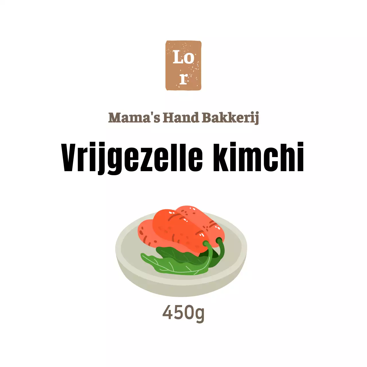 Witte eenvoudige bachelor kimchi sticker voor bijgerechten bij een delicatessenwinkel
