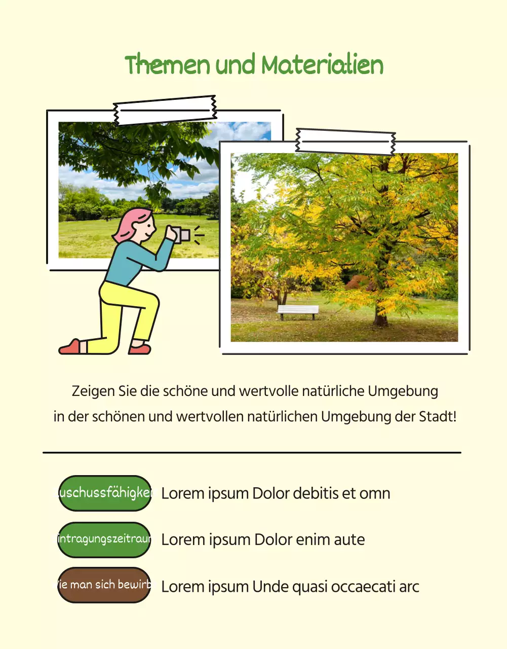 Grün Natürlich Flach Illustration Stil Natur Umwelt Liebe Fotowettbewerb