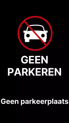 Eenvoudige, moderne parkeerverbodsborden in zwart-wit