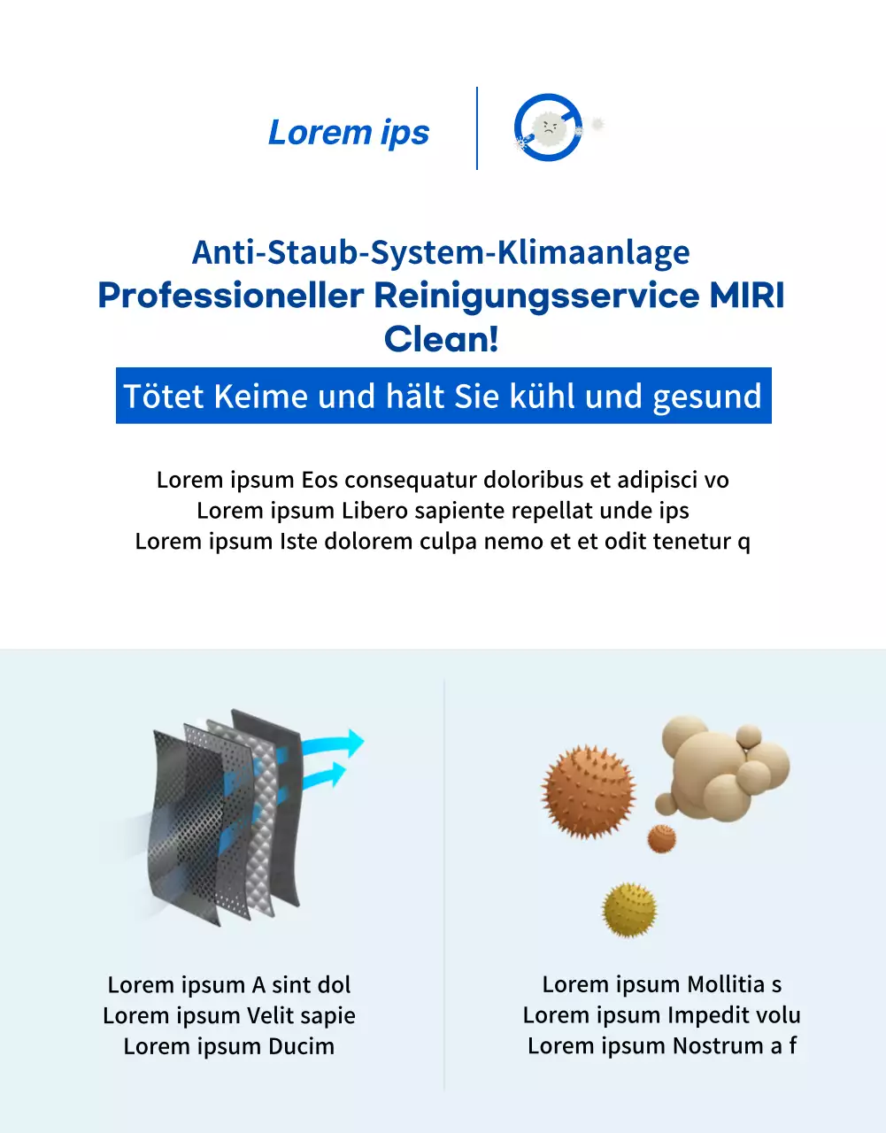 Blauer, sauberer und professioneller Reinigungsservice für Klimaanlagen (Detailseite)