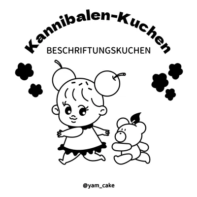 Handmade Schriftzug Kuchen-Shop-Design mit niedlichen kleinen Mädchen und Bär Illustration in schwarz