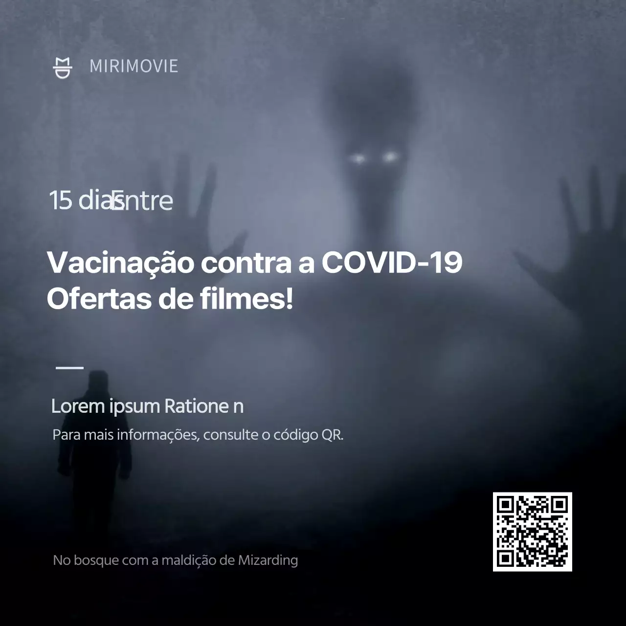 Eventos de vacinação com um tema simples e texto realçado a branco