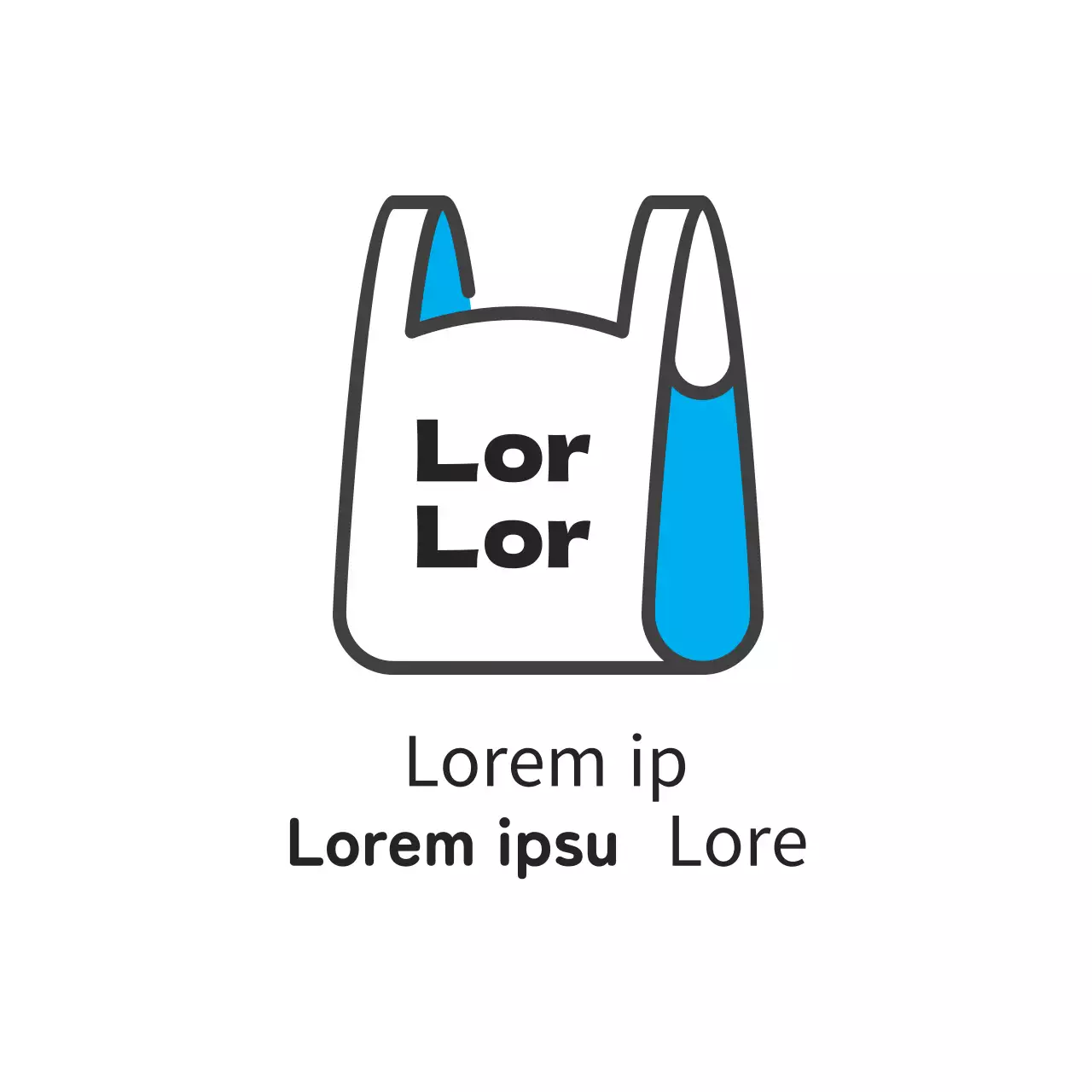 Blaues illustriertes Ladenetikett zum Mitnehmen