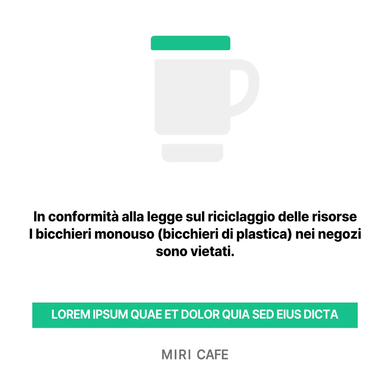 Segnaletica verde per caffè Supporto in acrilico per caffè