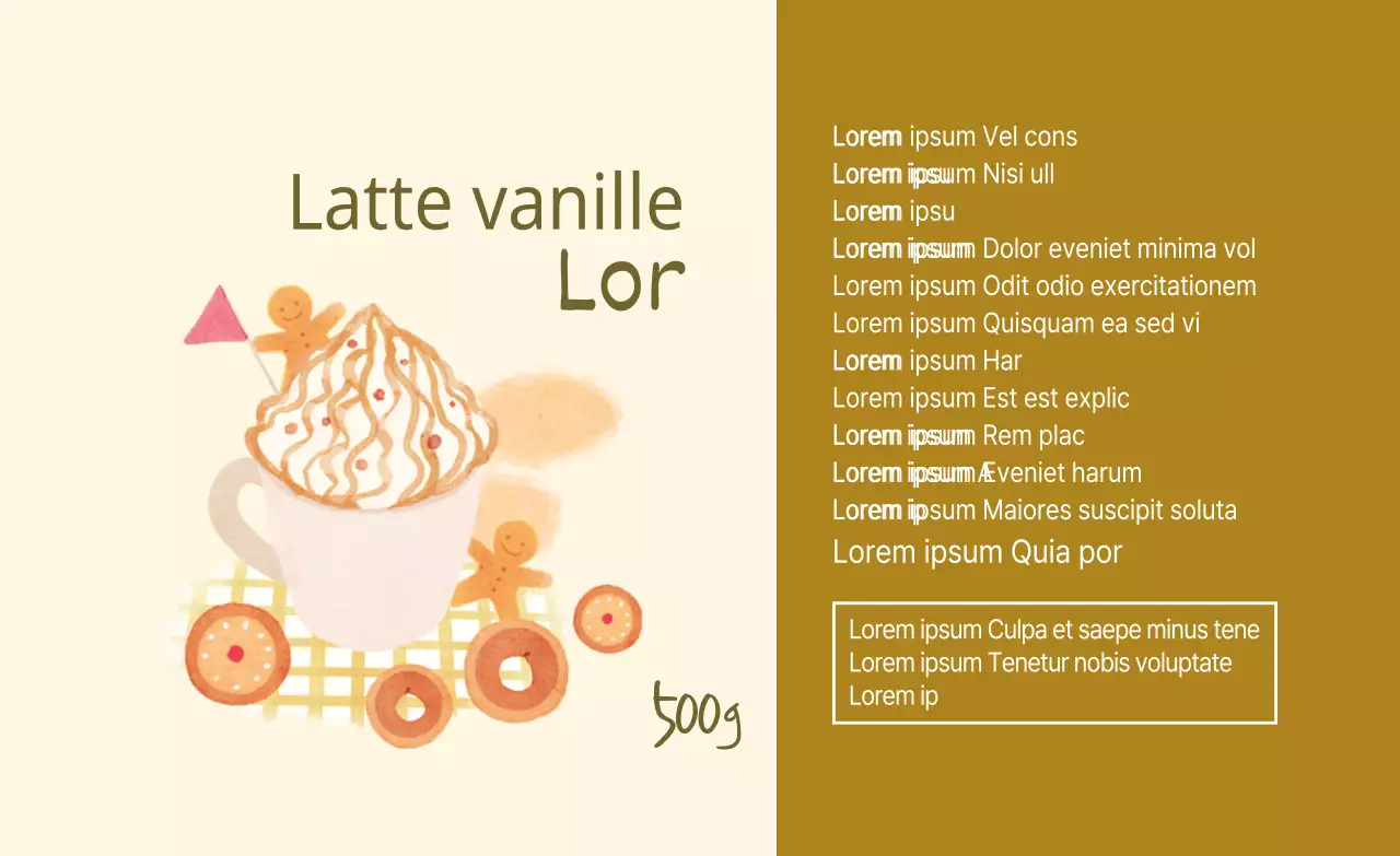 Étiquette de poudre de vanille latte illustrée beige ivoire