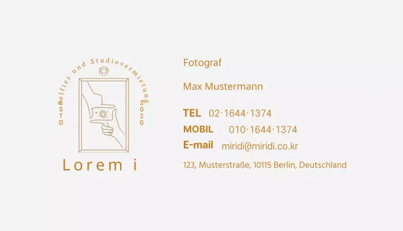 Grau Beige Illustrierte Fotografie Studio Visitenkarte