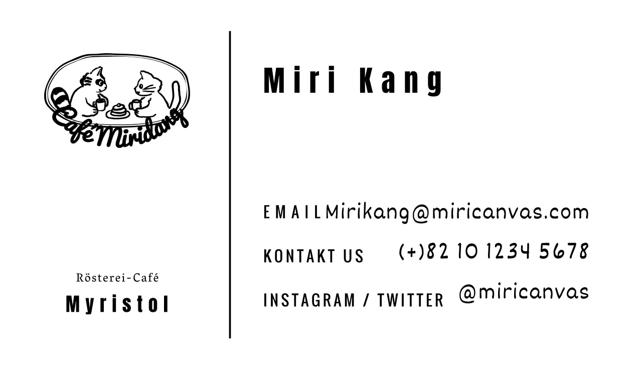 Ein Café mit schwarz-weißer Handschrift und niedlichen Illustrationen