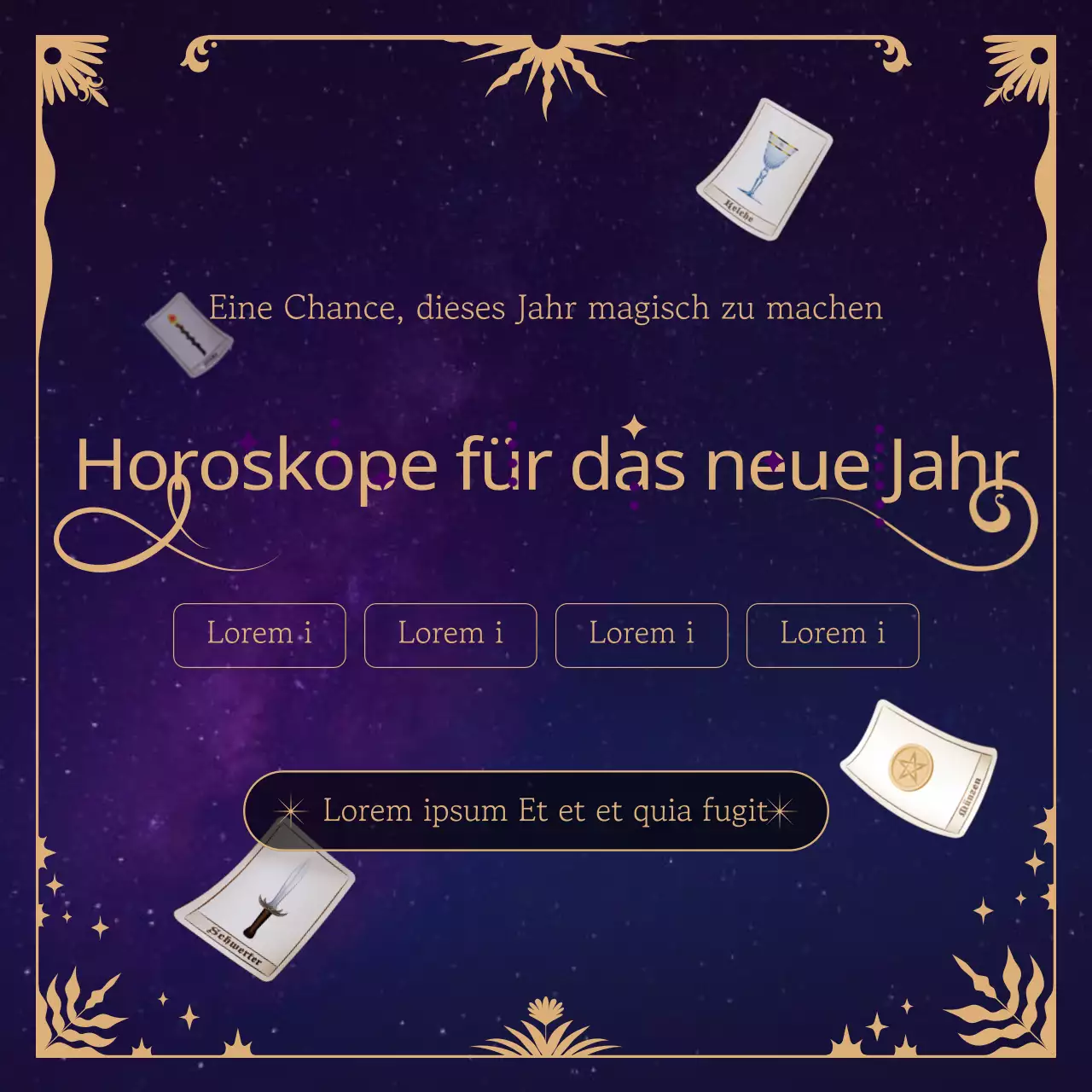 Lila Gold Mystische und antike Konzept Neujahrs-Horoskop Thema