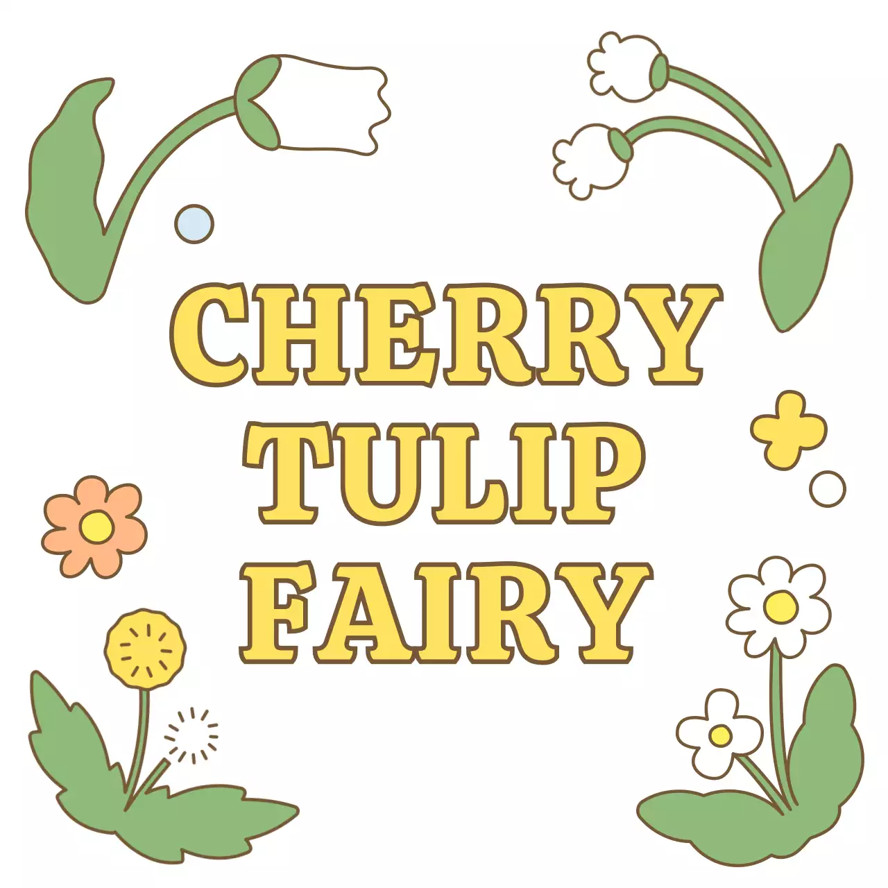 カラフルでキュートな花と妖精のイラストが描かれたグッズ。