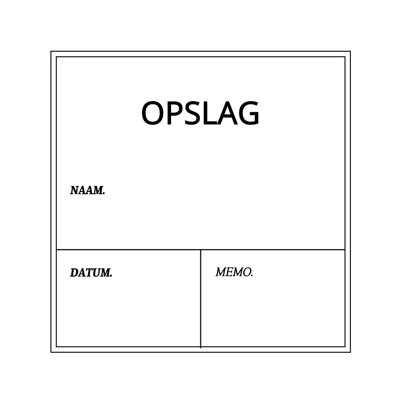 Opbergetiketten wit eenvoudig frame