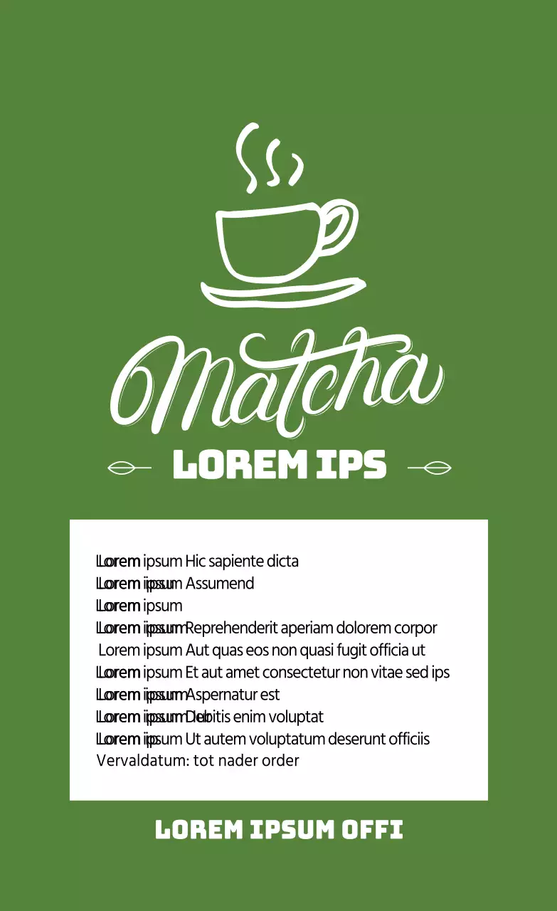 Lime groen geïllustreerd matcha latte poeder label