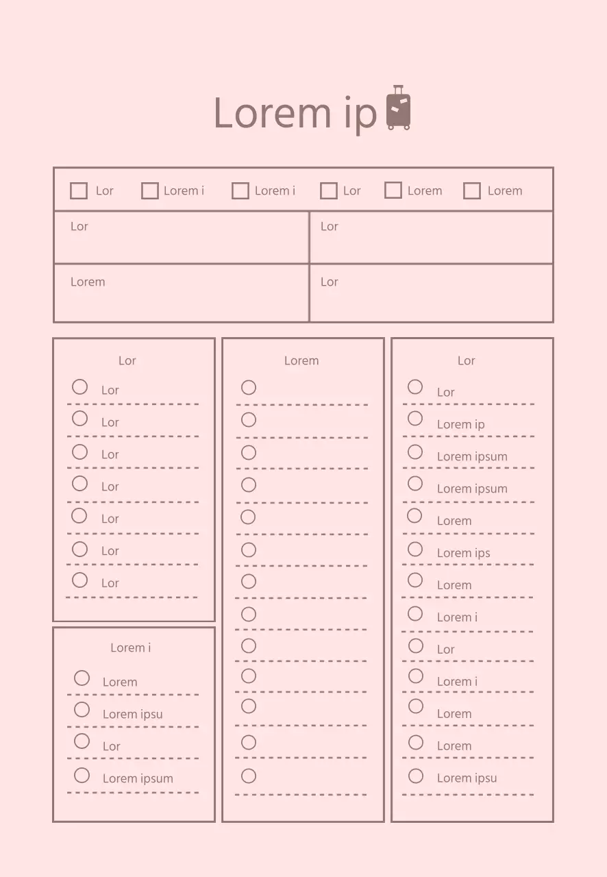 Línea rosa Lista de control simple Viajes