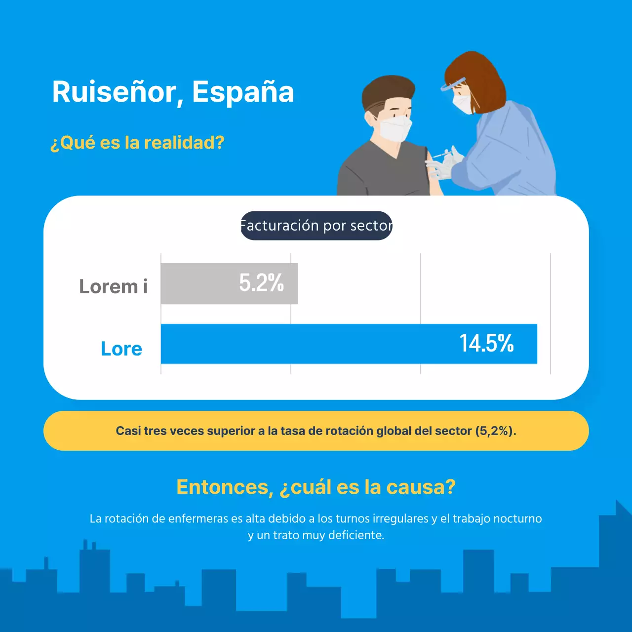 Tarjeta del Día Mundial de la Enfermera con diseño de noticias en azul