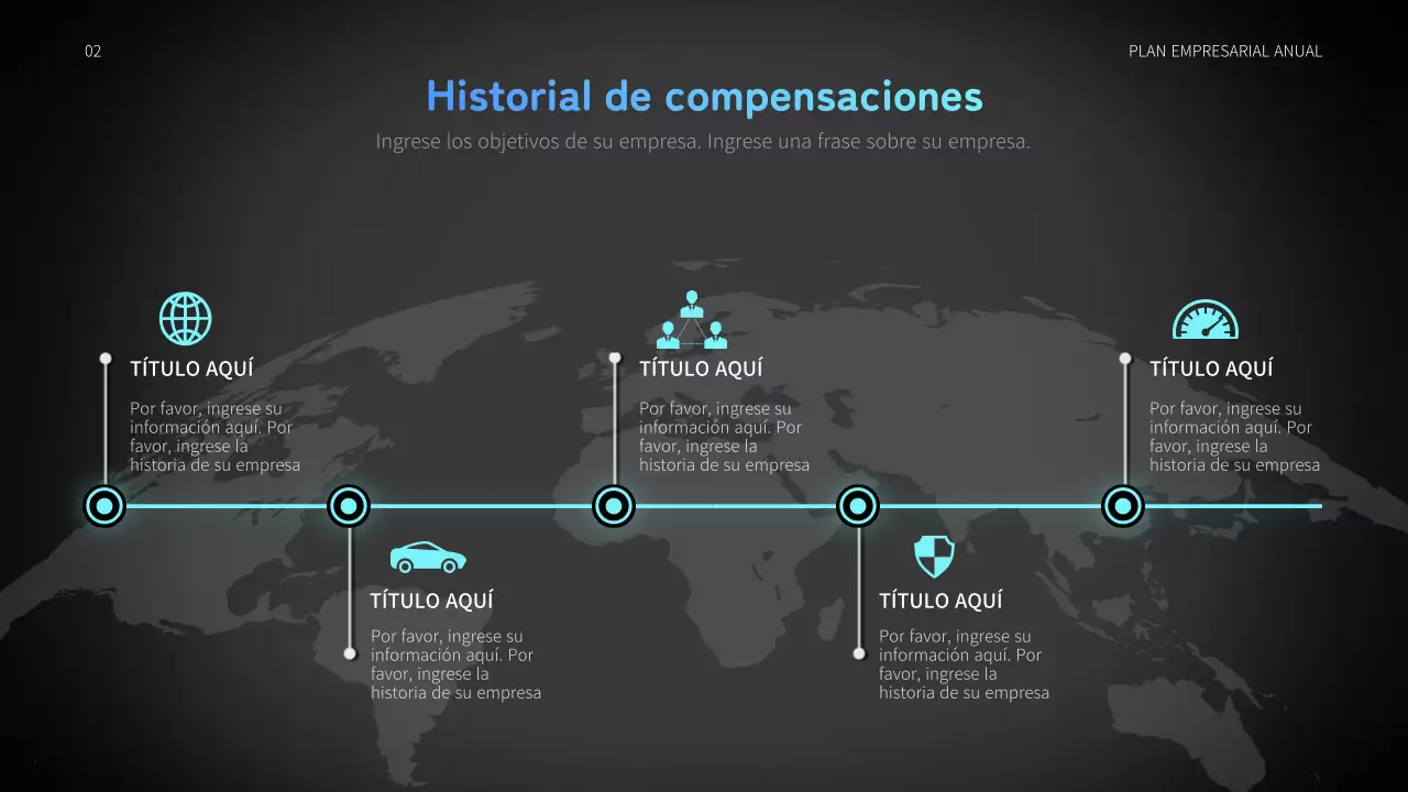 Plan de negocio anual de automoción con concepto de gráficos en movimiento azul y negro