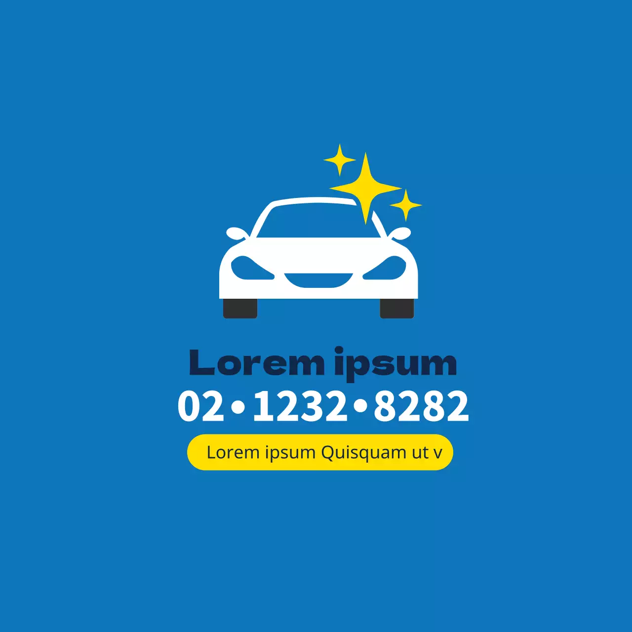 Illustration bleue étiquette promotionnelle propre pour voiture de location