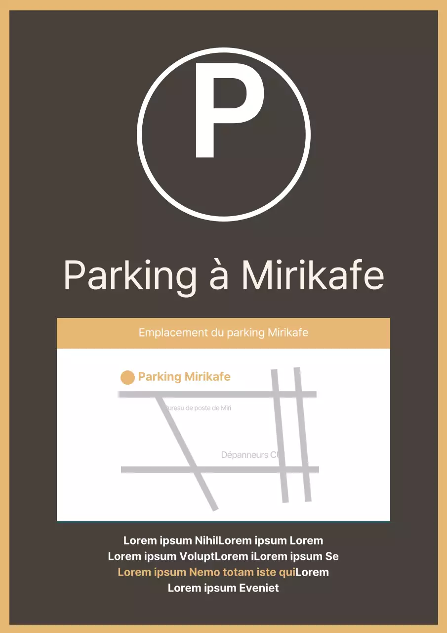 Affiche de parking marron pour un café