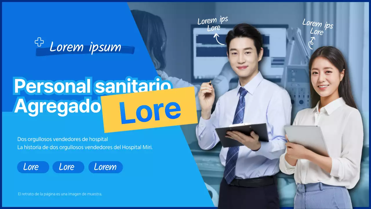 Miniatura en YouTube de una entrevista a un trabajador sanitario con un tema azul limpio