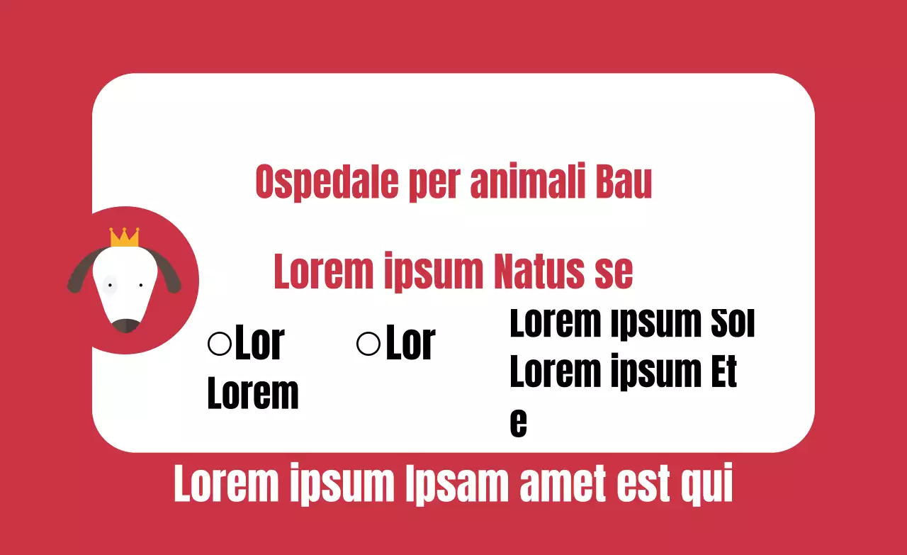 Etichetta veterinaria rossa con cornice quadrata arrotondata