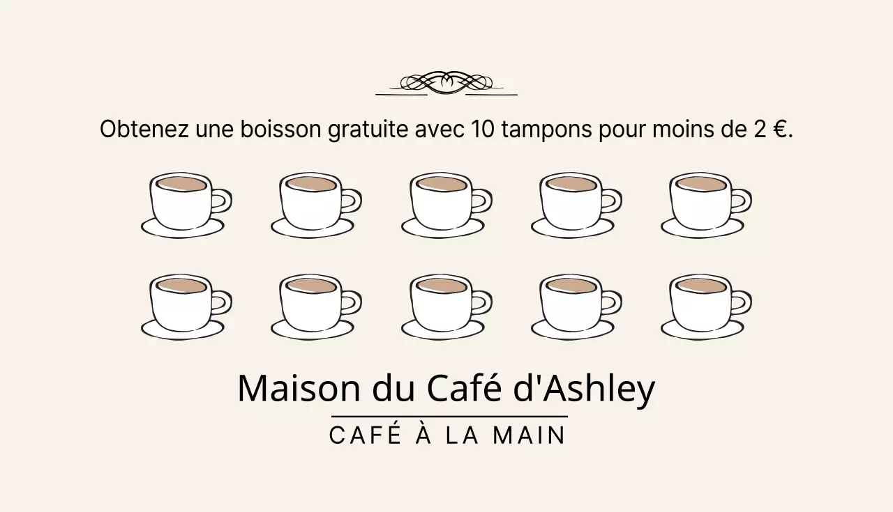 Carte de visite pour les coupons de cafés