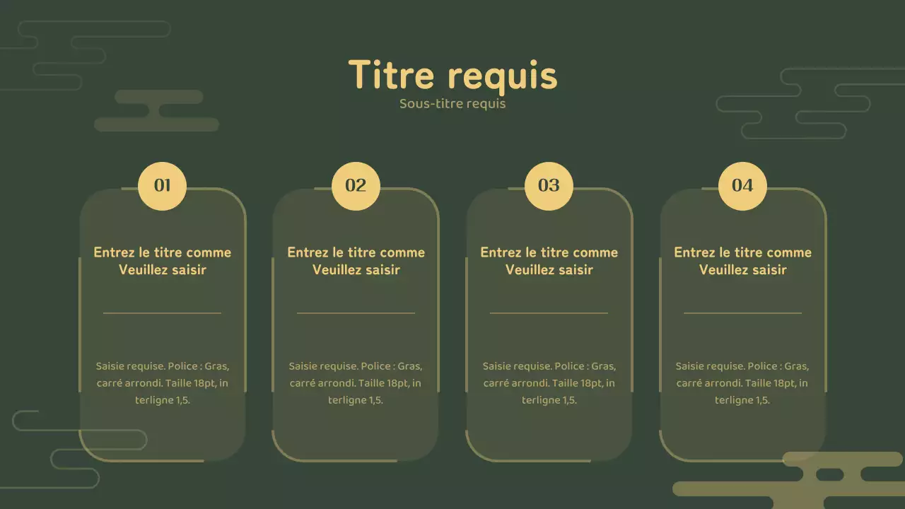 Tableau d'énumération du contenu du concept traditionnel coréen vert et jaune