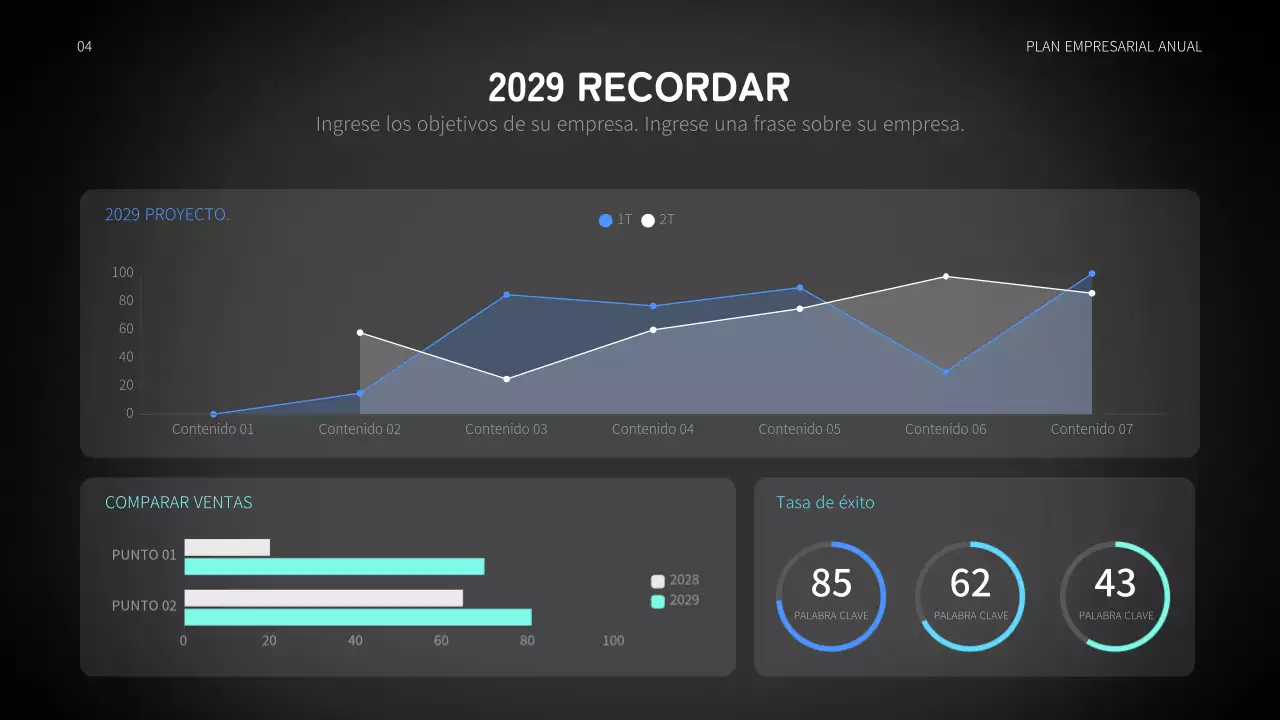 Plan de negocio anual de automoción con concepto de gráficos en movimiento azul y negro
