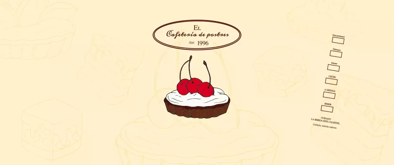 Promocione e informe a los cafés con un emotivo logotipo en marrón rojizo y amarillo pálido