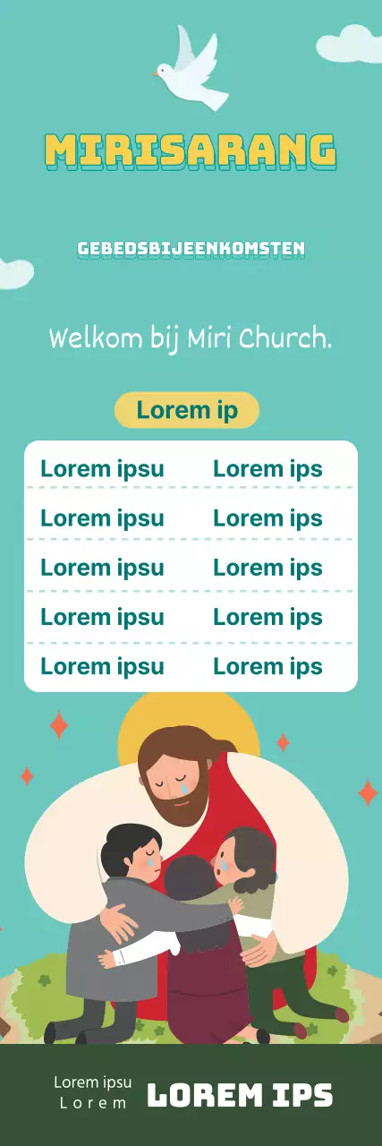 Schattige de vergaderingsbevordering van het kerkgebed met blauwe illustratie