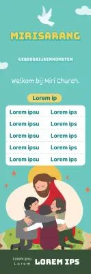 Schattige de vergaderingsbevordering van het kerkgebed met blauwe illustratie