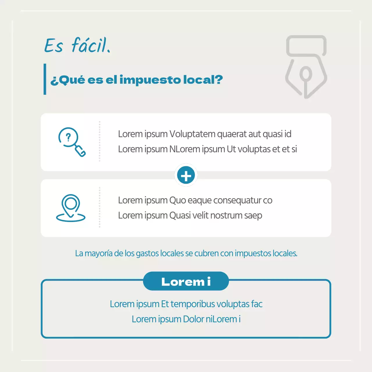 Promover una sencilla asesoría fiscal local en azul y marfil