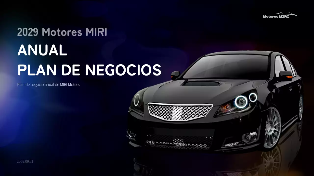 Plan de negocio anual de automoción con concepto de gráficos en movimiento azul y negro