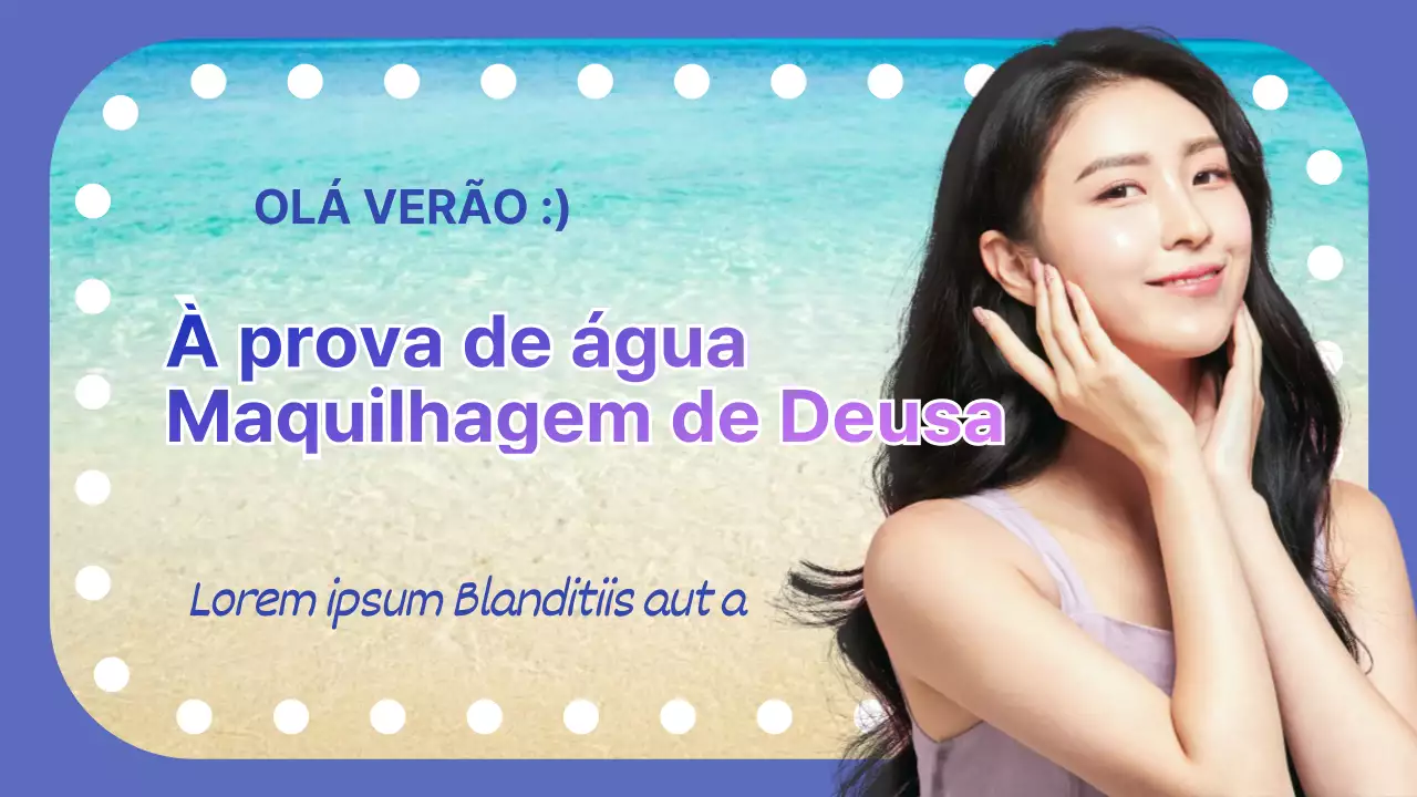 Tutorial de maquilhagem à prova de água com foto realçada em roxo