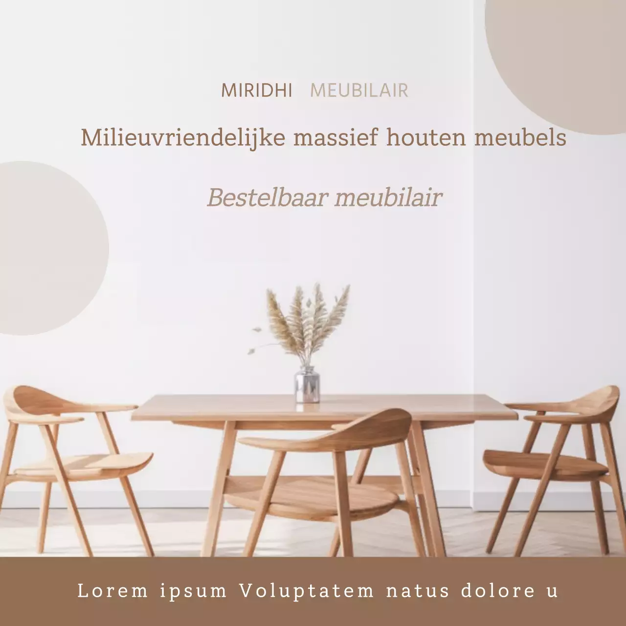 Beige Eco-vriendelijke meubelen Massief houten meubelen Gevoelige eethoek Eettafel van natuurlijk hout