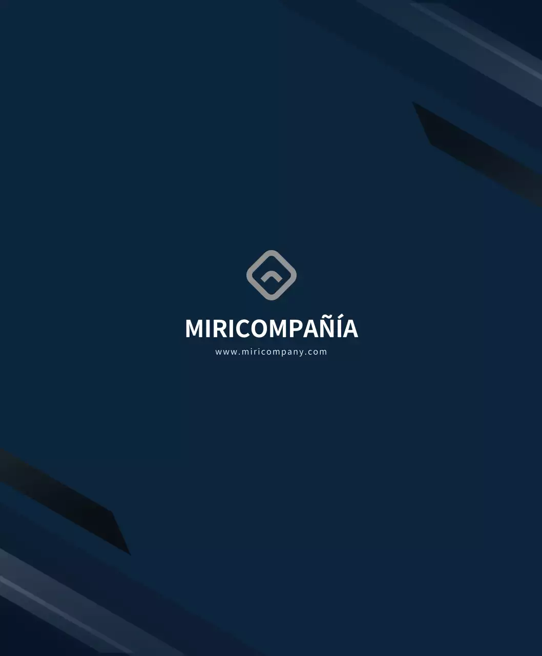 Concepto sencillo con motivos geométricos en azul marino y blanco para productos de empresa.