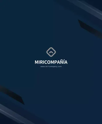 Concepto sencillo con motivos geométricos en azul marino y blanco para productos de empresa.