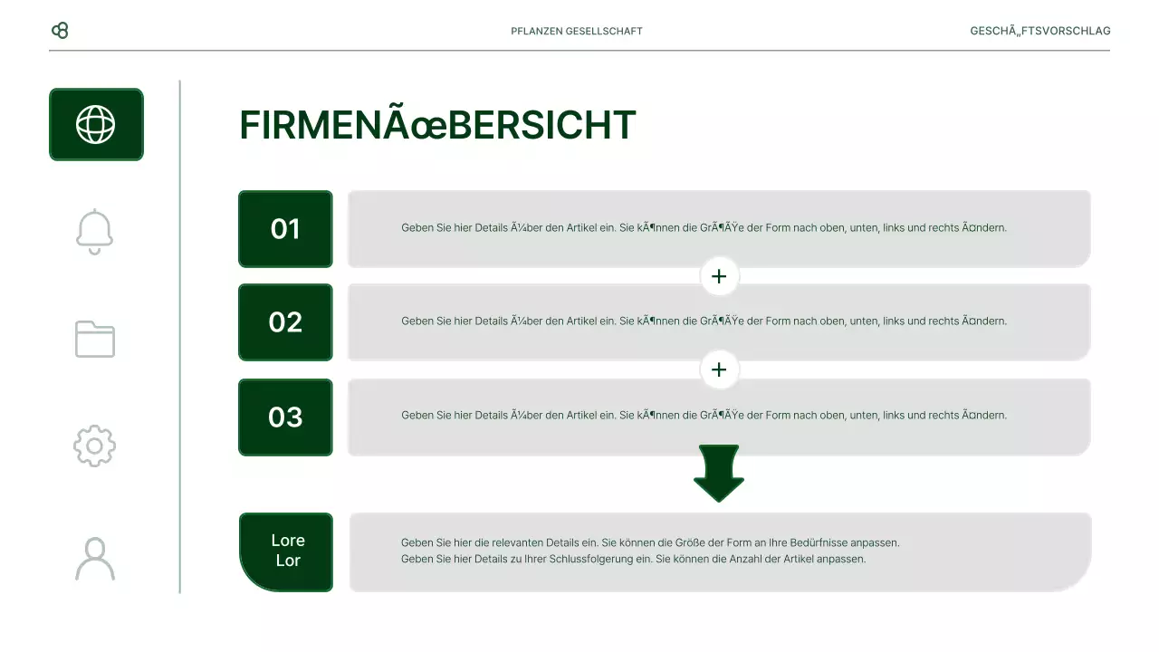 Business Business Vorschlag in weiß und grün natürlichen Blatt Konzept