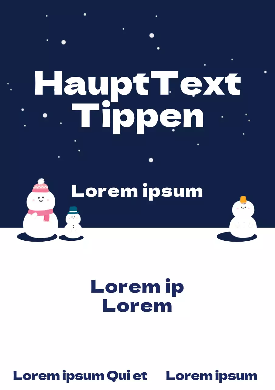 Werben Sie für Winterveranstaltungen mit niedlichen Schneemannfiguren in Marineblau