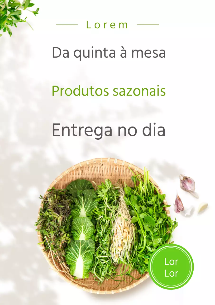 Tema de entrega sazonal no mesmo dia, verde e limpo