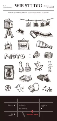 Sauberer, emotionaler Stil in Schwarz und Rot für eine Studio-Werbeillustration.