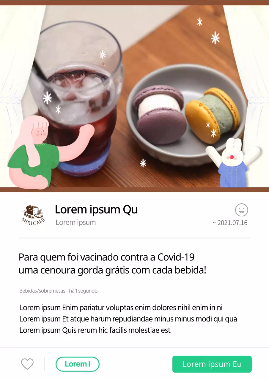 Promover macarons gratuitos com um tema de ilustração giro